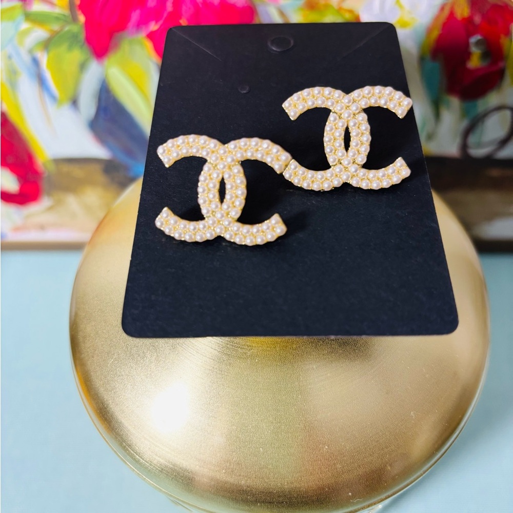 Custom made Champagne Pearl Stud Earrings with sterling silver posts.